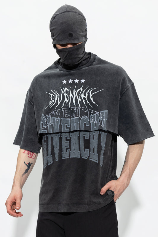 Givenchy dwuwarstwowy t-shirt z kominiarką M washed