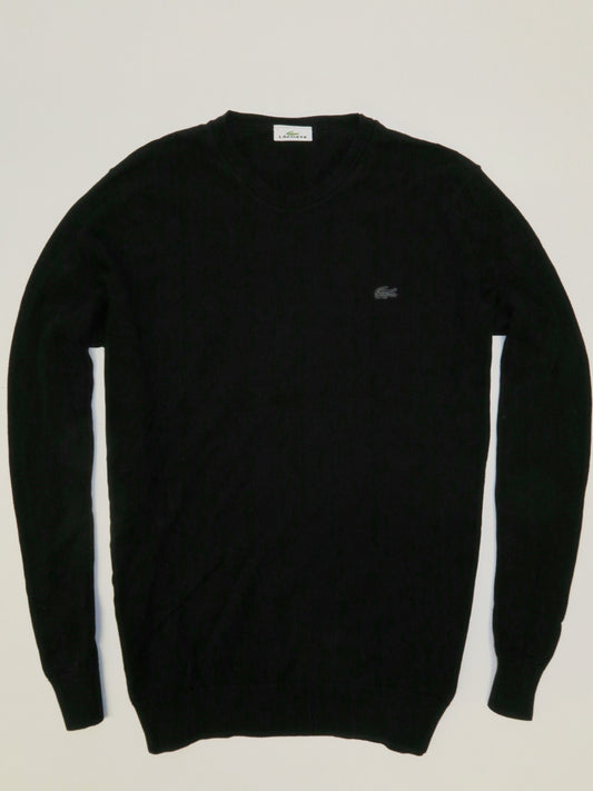 Lacoste sweter bawełniany czarne logo m