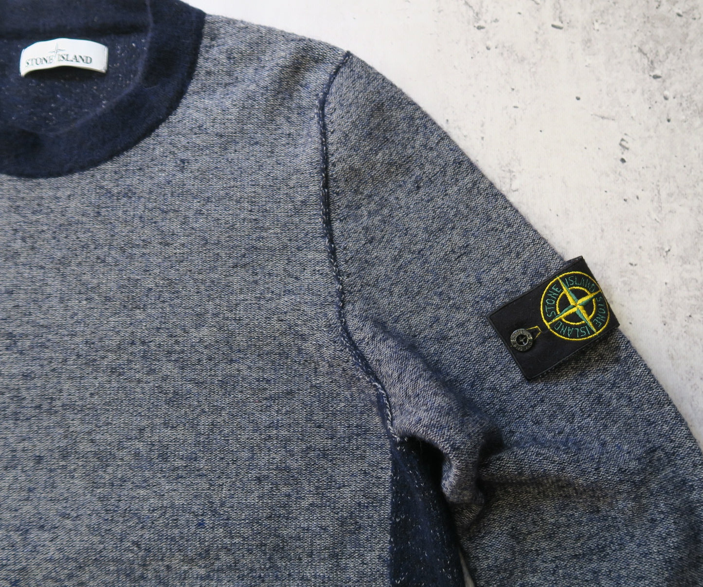 Stone Island wełniany sweter z alpaką z patką  XL